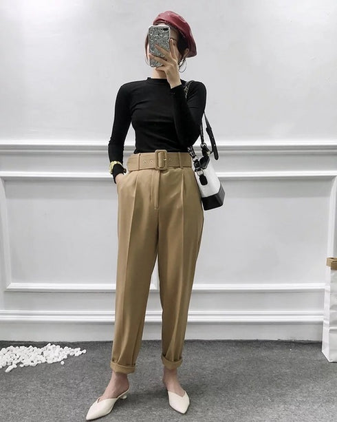 European and American women assembling belt pants trousers - ROUTINE FASHION